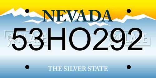 53HO292 Nevada License Plate