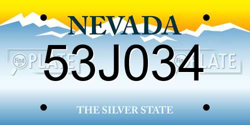 53J034 Nevada License Plate