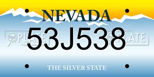 53J538 Nevada License Plate