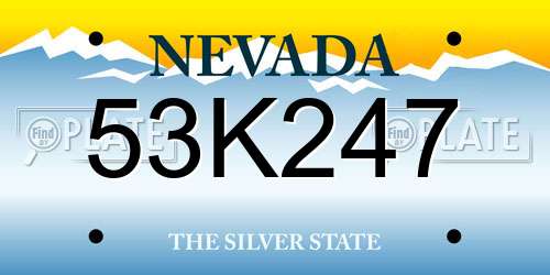 53K247 Nevada License Plate