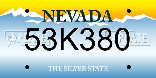 53K380 Nevada License Plate
