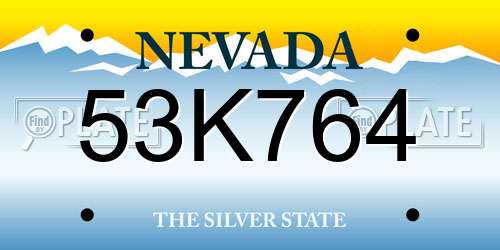 53K764 Nevada License Plate