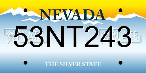 53NT243 Nevada License Plate