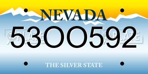 53OO592 Nevada License Plate