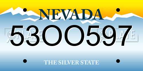 53OO597 Nevada License Plate