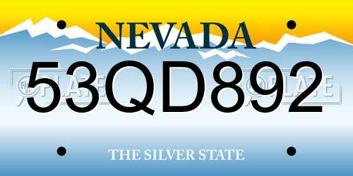 53QD892 Nevada License Plate