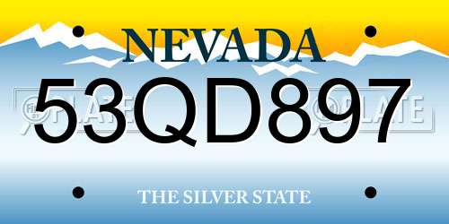 53QD897 Nevada License Plate