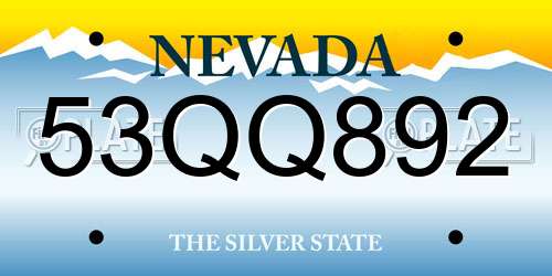53QQ892 Nevada License Plate