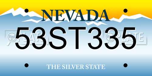 53ST335 Nevada License Plate