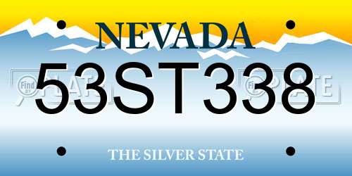 53ST338 Nevada License Plate