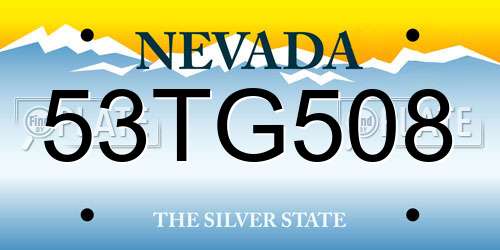 53TG508 Nevada License Plate