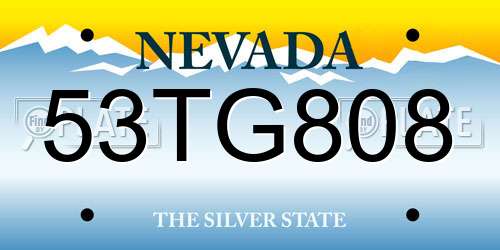 53TG808 Nevada License Plate