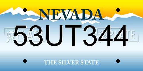 53UT344 Nevada License Plate