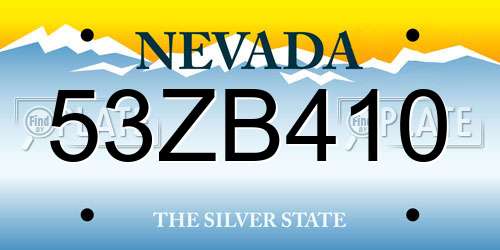 53ZB410 Nevada License Plate