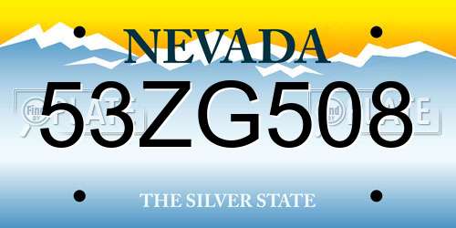 53ZG508 Nevada License Plate