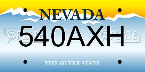 540AXH Nevada License Plate