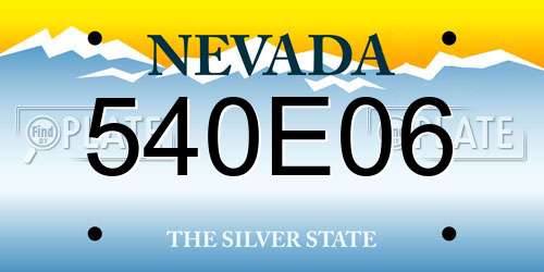 540E06 Nevada License Plate