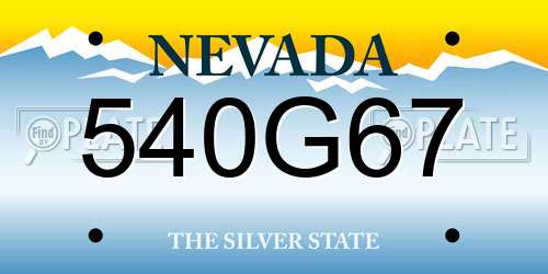540G67 Nevada License Plate