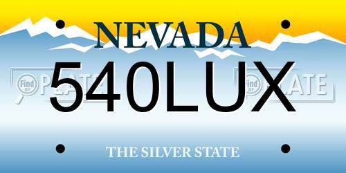 540LUX Nevada License Plate