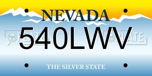 540LWV Nevada License Plate