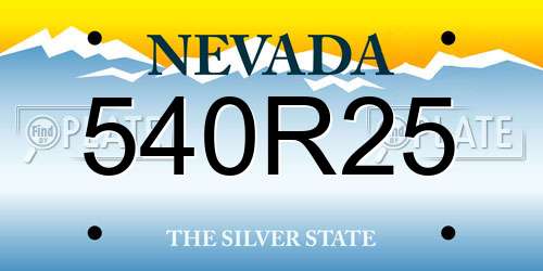 540R25 Nevada License Plate
