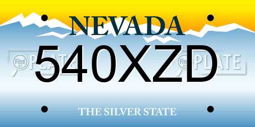540XZD Nevada License Plate