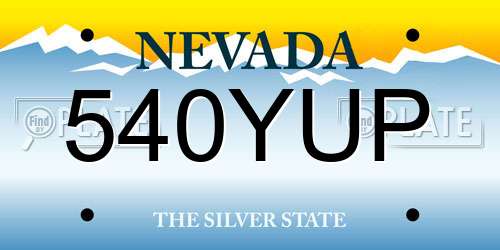 540YUP Nevada License Plate