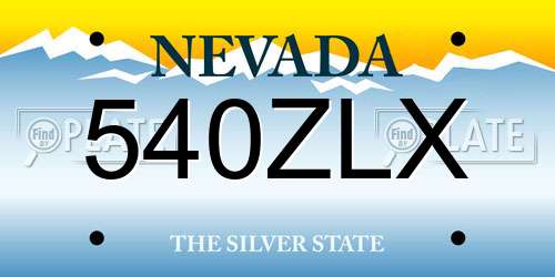 540ZLX Nevada License Plate