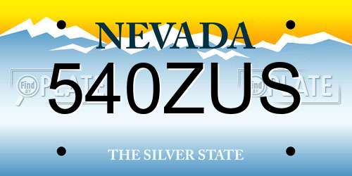 540ZUS Nevada License Plate