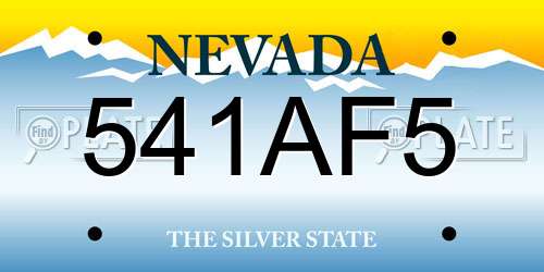 541AF5 Nevada License Plate