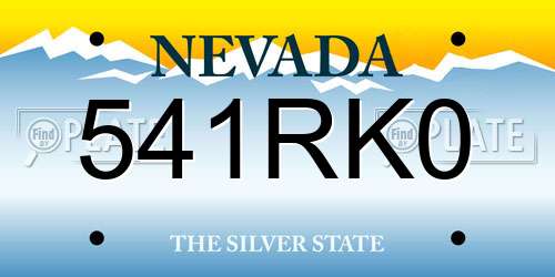 541RK0 Nevada License Plate