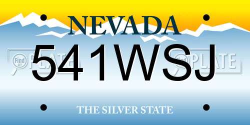 541WSJ Nevada License Plate
