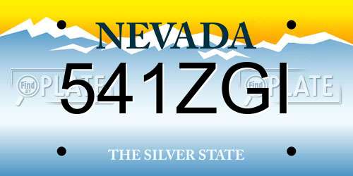 541ZGI Nevada License Plate