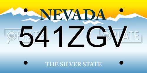 541ZGV Nevada License Plate