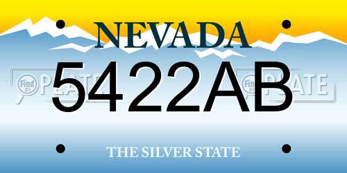 5422AB Nevada License Plate