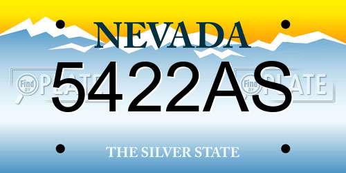 5422AS Nevada License Plate