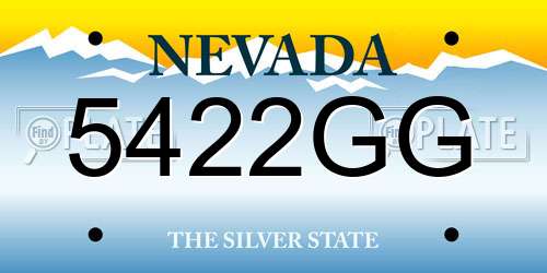 5422GG Nevada License Plate
