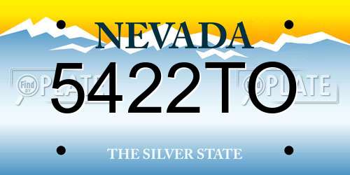 5422TO Nevada License Plate