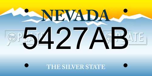5427AB Nevada License Plate