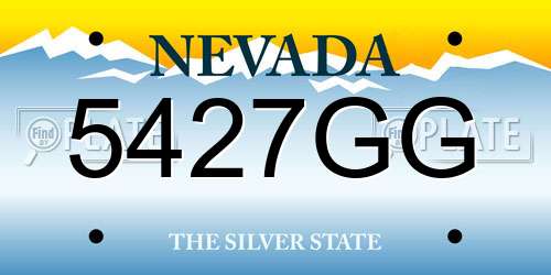 5427GG Nevada License Plate
