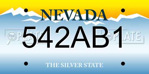542AB1 Nevada License Plate