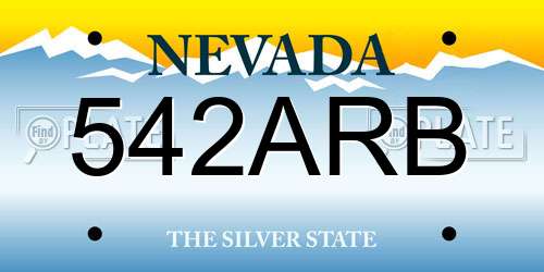 542ARB Nevada License Plate