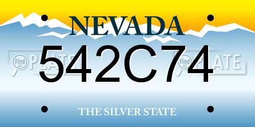 542C74 Nevada License Plate