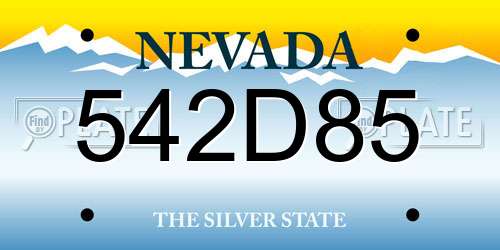 542D85 Nevada License Plate