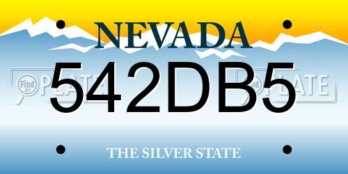 542DB5 Nevada License Plate