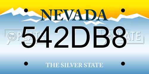 542DB8 Nevada License Plate
