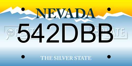 542DBB Nevada License Plate