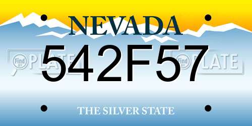 542F57 Nevada License Plate