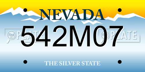 542M07 Nevada License Plate