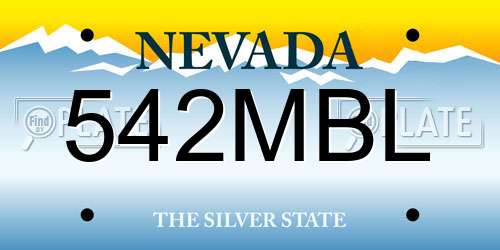 542MBL Nevada License Plate